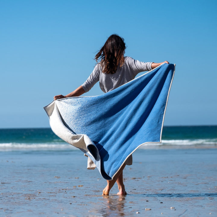 Blue Sea Spray Recycled Cotton Blanket Blue Sea spray recycled Blanket Atlantic Blankets 160 x 110 cm 