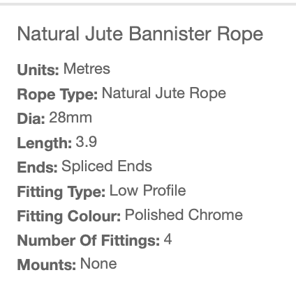 Natural Jute Bannister Rope