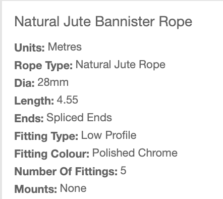 Natural Jute Bannister Rope