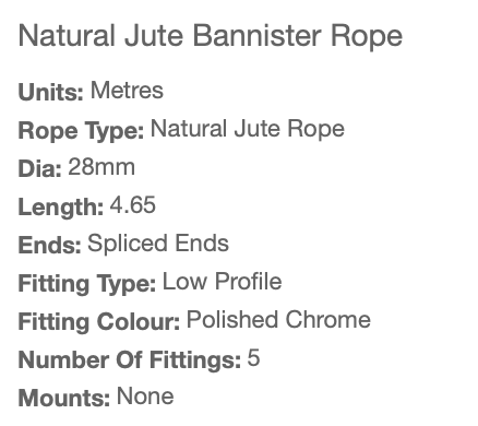 Natural Jute Bannister Rope