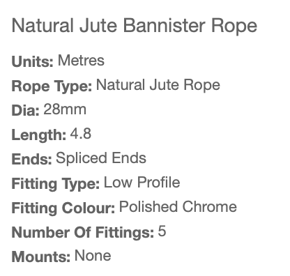 Natural Jute Bannister Rope