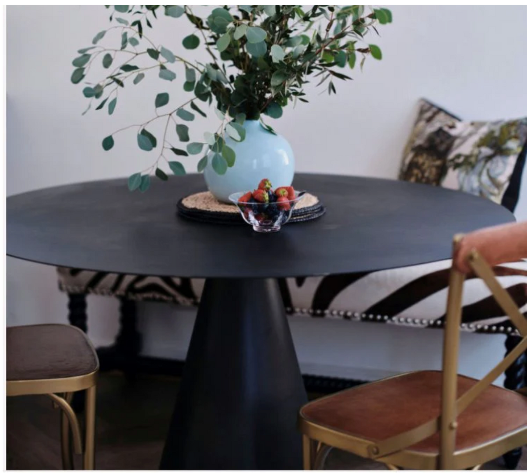 Black Gunmetal Round Dining Table