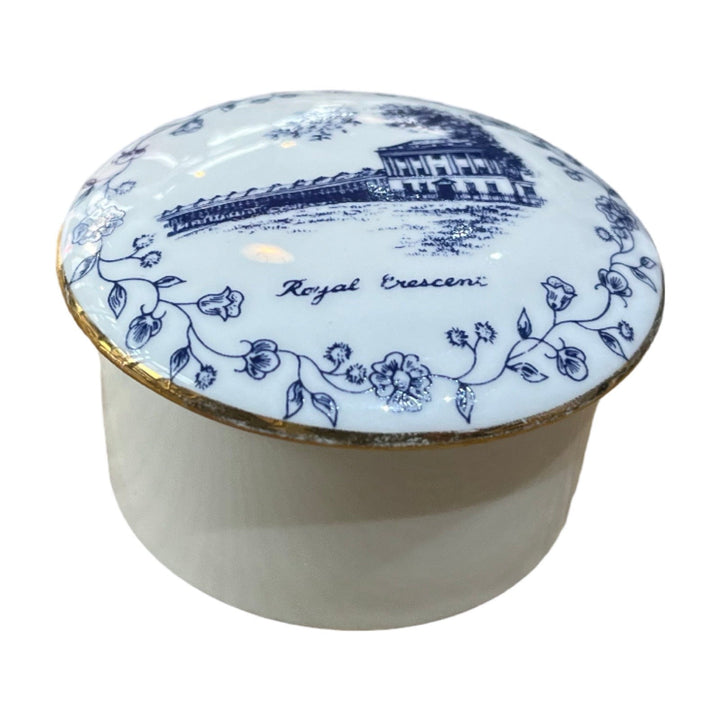 Blue & White Chinoiserie Blue & White Chinoiserie Wild Atlantique Bath Royal Crescent Miniture Pill Box Bone China 