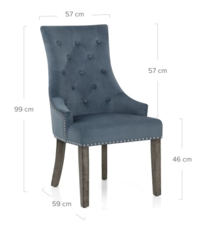 Custom Order Furniture Wild Atlantique Custom Order Wild Atlantique Dining Chairs in Blue with Wood legs 