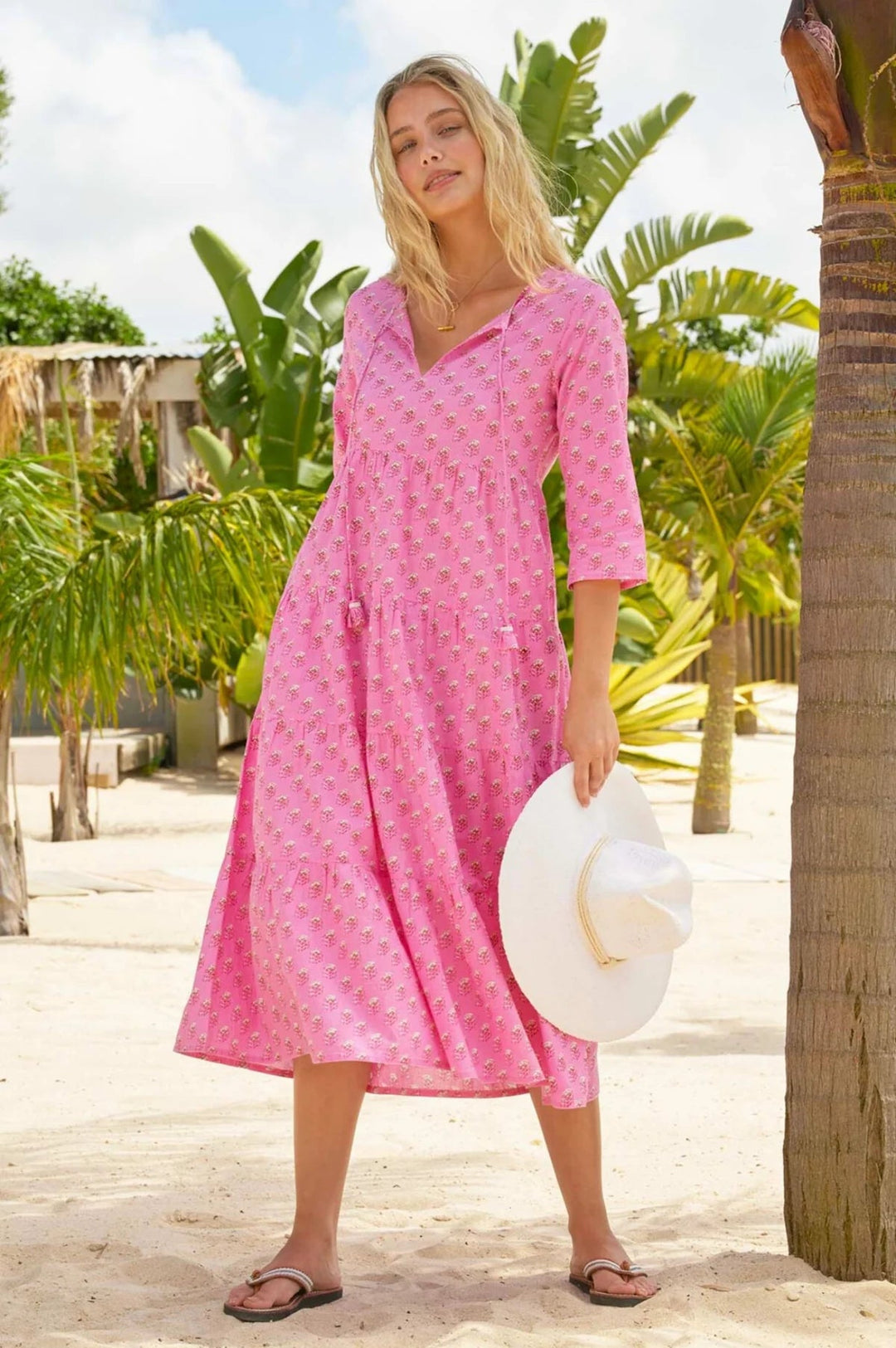 Emma Organic Cotton Midi Dress by Aspiga Emma Midi Cotton Dress Aspiga Small Periwinkle Pink 