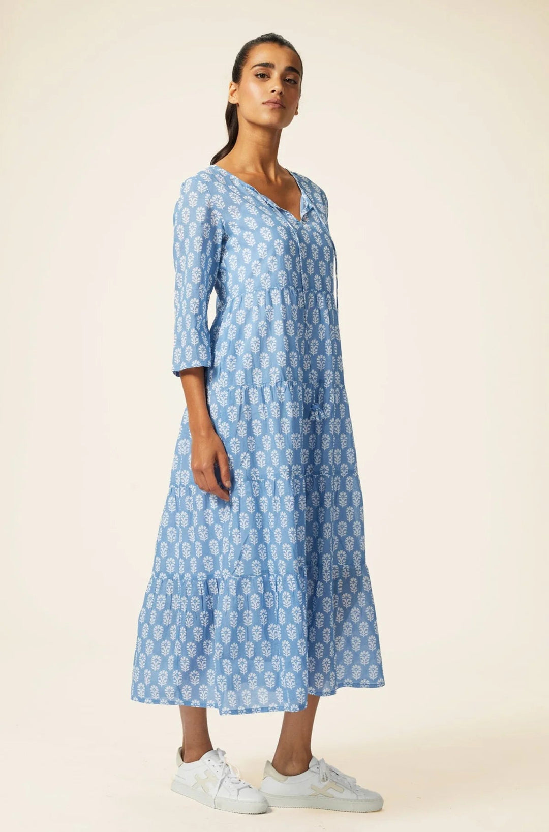 Emma Organic Cotton Midi Dress by Aspiga Emma Midi Cotton Dress Aspiga XSmall Geranium Blue/White 