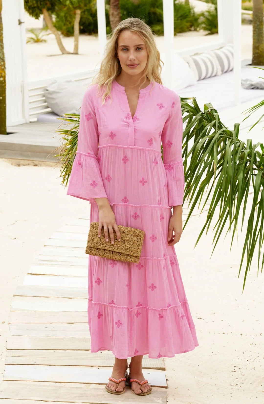 Florence Organic Cotton Midi Dress by Aspiga Florence Midi Cotton Dress Aspiga Small Pink 