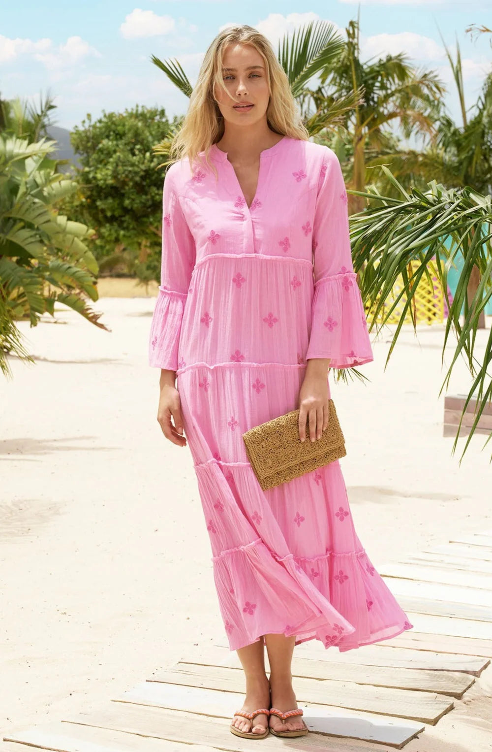 Florence Organic Cotton Midi Dress by Aspiga Florence Midi Cotton Dress Aspiga XSmall Pink 