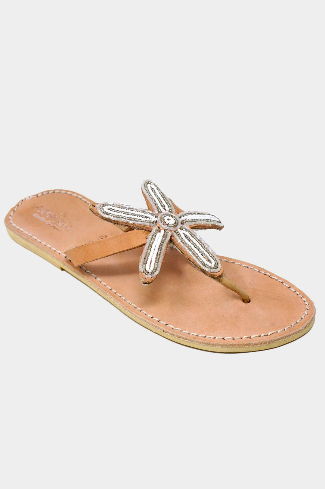Flower Star Leather Sandals by Aspiga Flower Star Sandals Aspiga White/Silver 36 