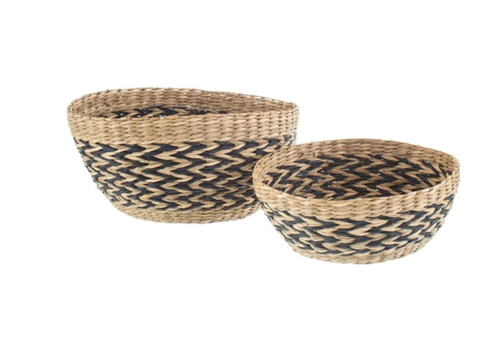 Seagrass Baskets Seagrass Basket with handles Sass & Belle Seagrass Bread Basket Small Black Chevrom 
