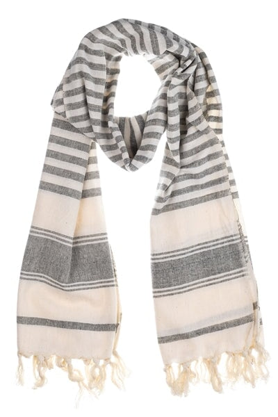 Summer Inspired Scarfs Summer inspired scarfs Shoeless Joe Hamman Style Grey Stripe 70 x 180cm 