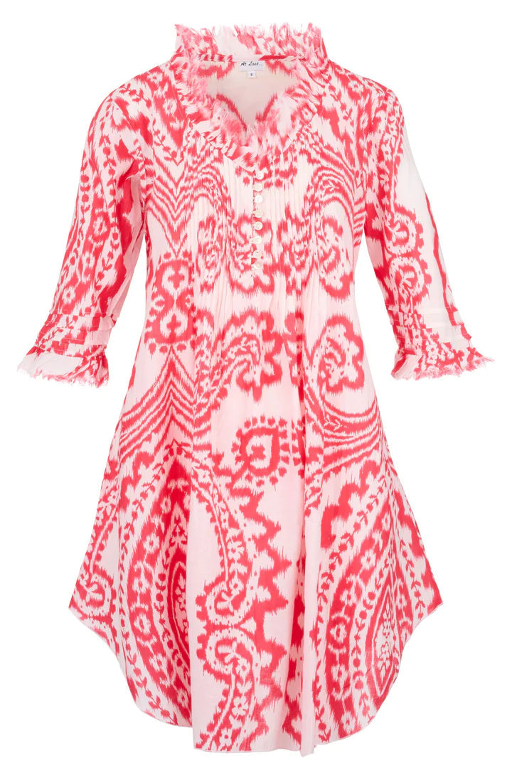 Annabel Tunic by At Last Annabel Tunic Top At Last London 10 Coral & White Ikat 