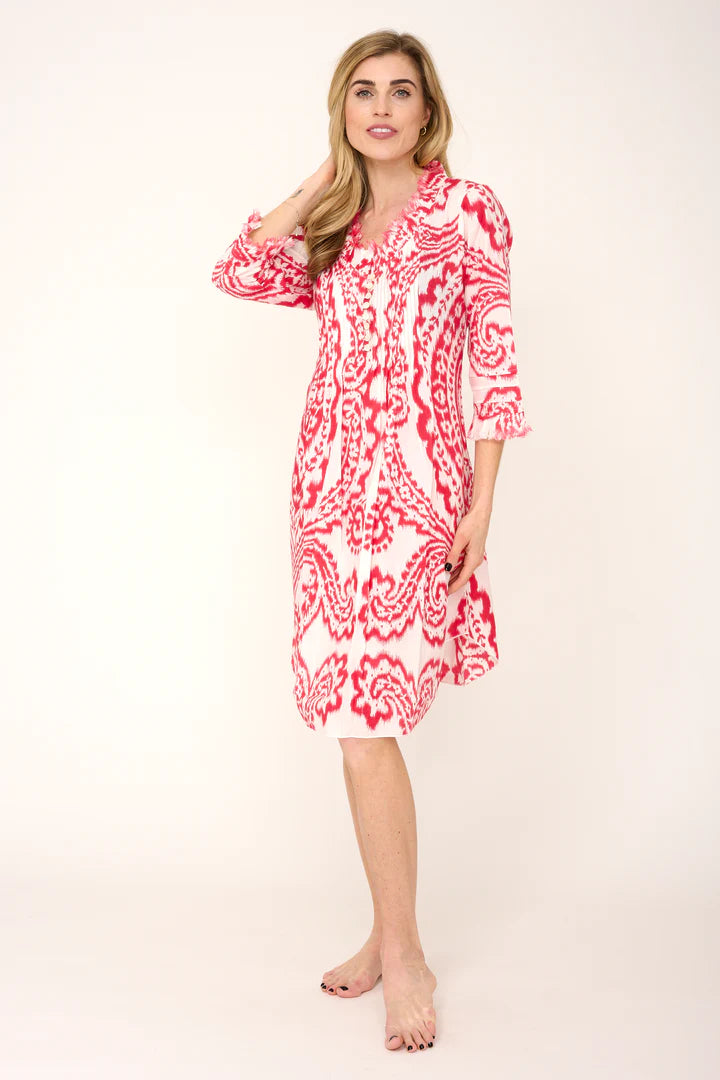 Annabel Tunic by At Last Annabel Tunic Top At Last London 16 Coral & White Ikat 