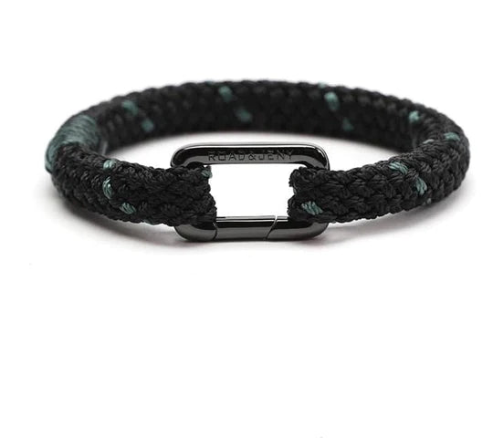 Coastline Jewellery by Zamsoe Silver Zamsoe Rope Bracelet - Black Green Fleck O Shackle 