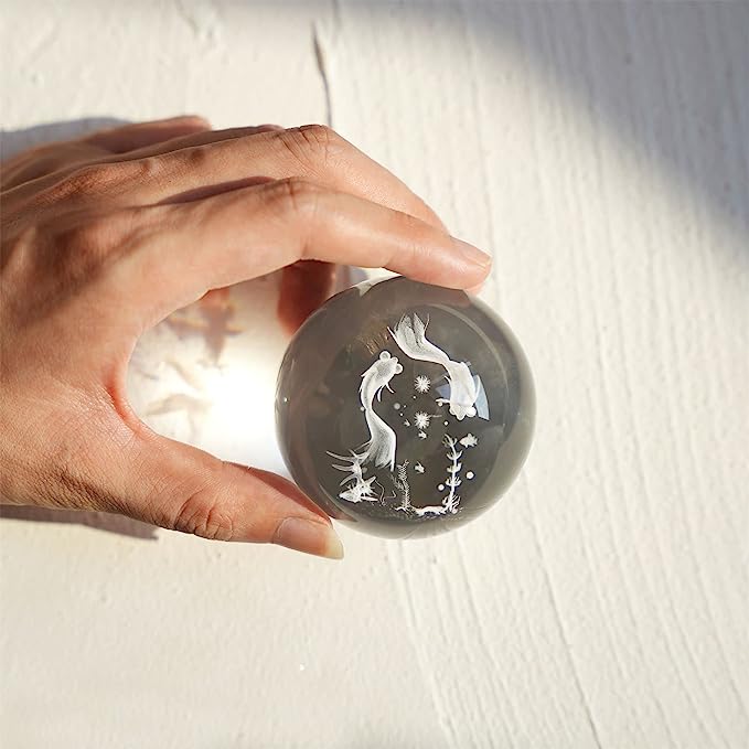 Crystal Glass Sphere on Stand 3D Crystal Glass Paperweight Wild Atlantique 