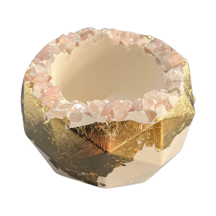 Crystal or Quartz Embedded Pots Crystal Embedded Pot Badger & Birch Rose Gold 