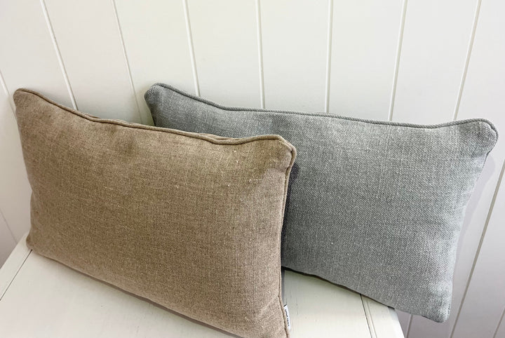 French Cushions French Linen Cushions Home Spirit Sweet Natural & Mocha Velvet 30x50cm 