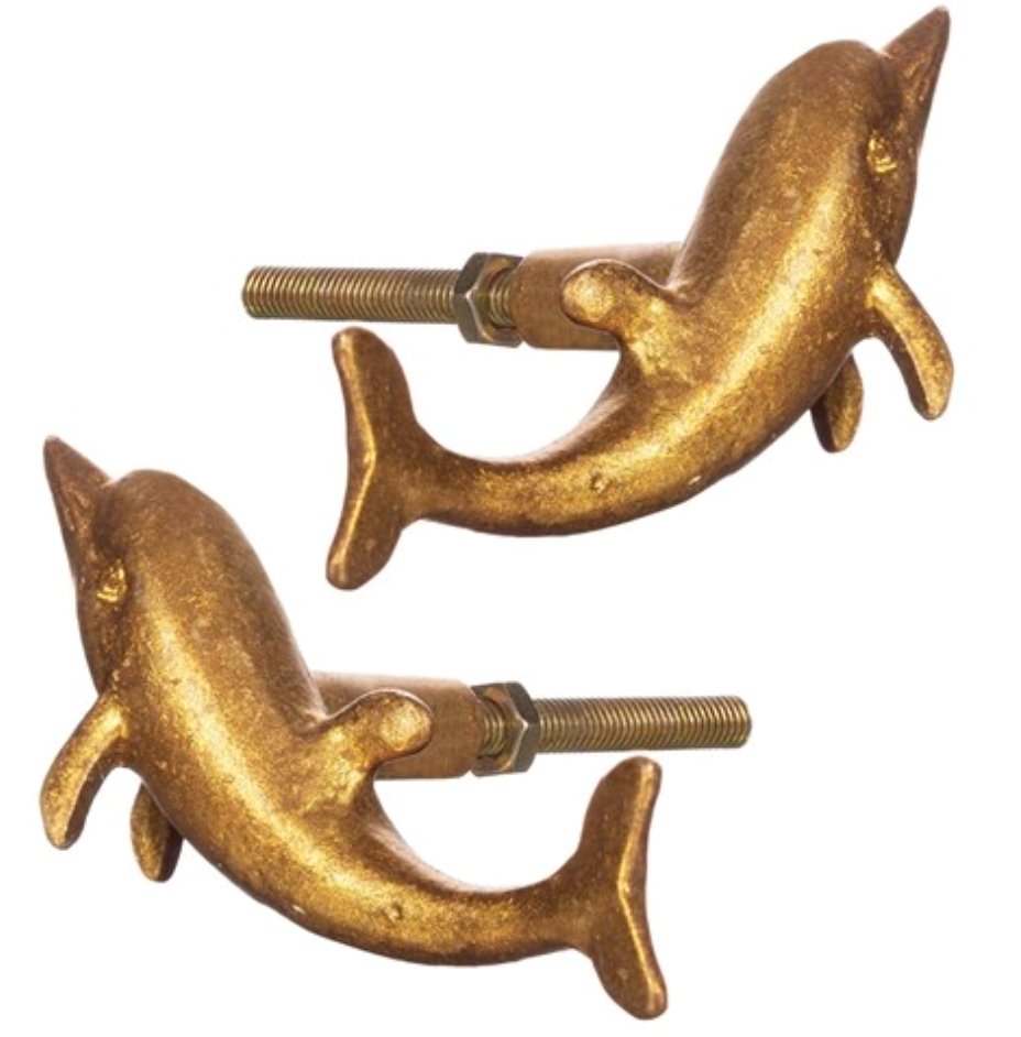 Gold Dolphin Drawer Knobs Set of 2 Gold Dolphin Drawer Knobs Sass & Belle 
