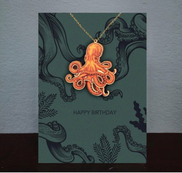 Greeting Cards with Necklace Greeting Cards with Necklace Alljoy Designs Octopus Necklace Greeting Card 