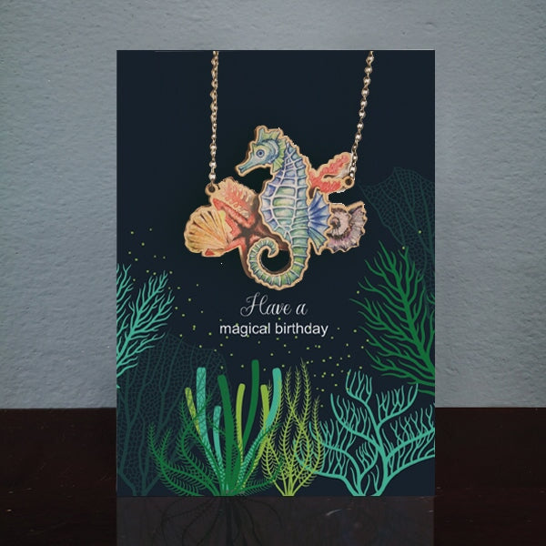 Greeting Cards with Necklace Greeting Cards with Necklace Alljoy Designs Seahorse Necklace Birthday Card 