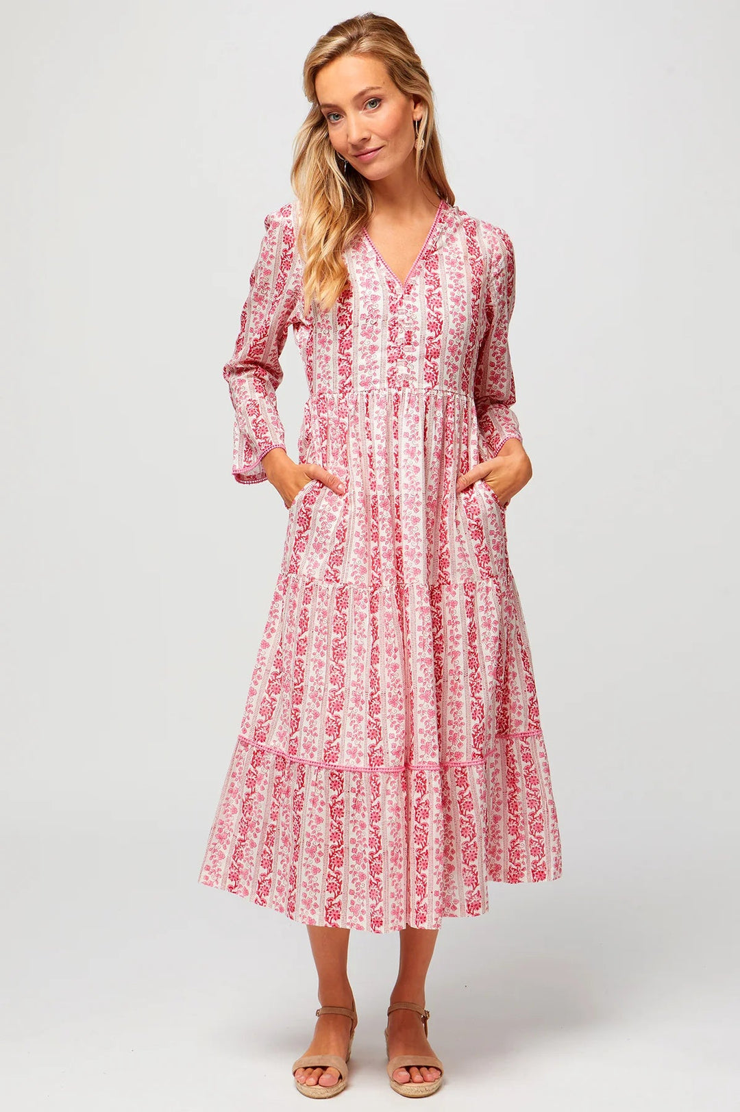 Hattie Dress by Aspiga Hattie Dress Aspiga Medium Linear Botanical Pink 