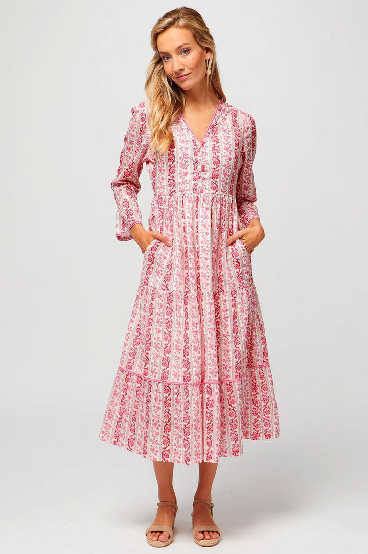 Hattie Dress by Aspiga Hattie Dress Aspiga Medium Linear Botanical Pink 