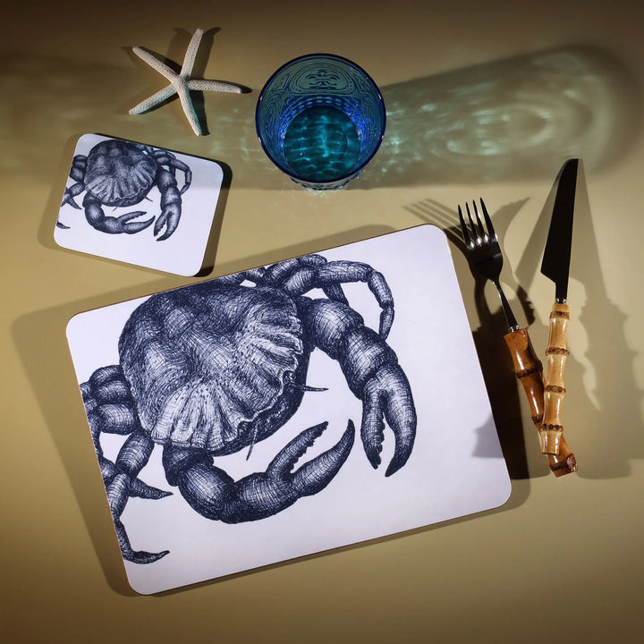 Maritime Placemats & Coasters Maritime Placemats & Coasters Cream Cornwall Blue & White Crab Placemat 