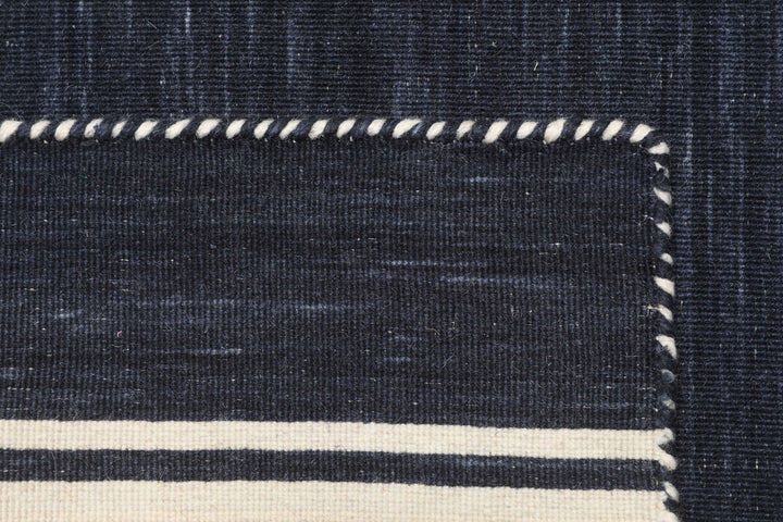 Navy / Off White Dhurrie Rug Ernst Navy & Off White Dhurrie Rug from India Rug Vista 