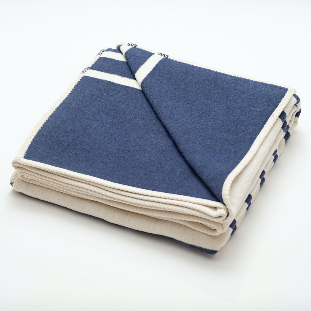 Navy Stripe Recycled Cotton Blanket Navy Stripe recycled Blanket Atlantic Blankets 160 x 110 cm 