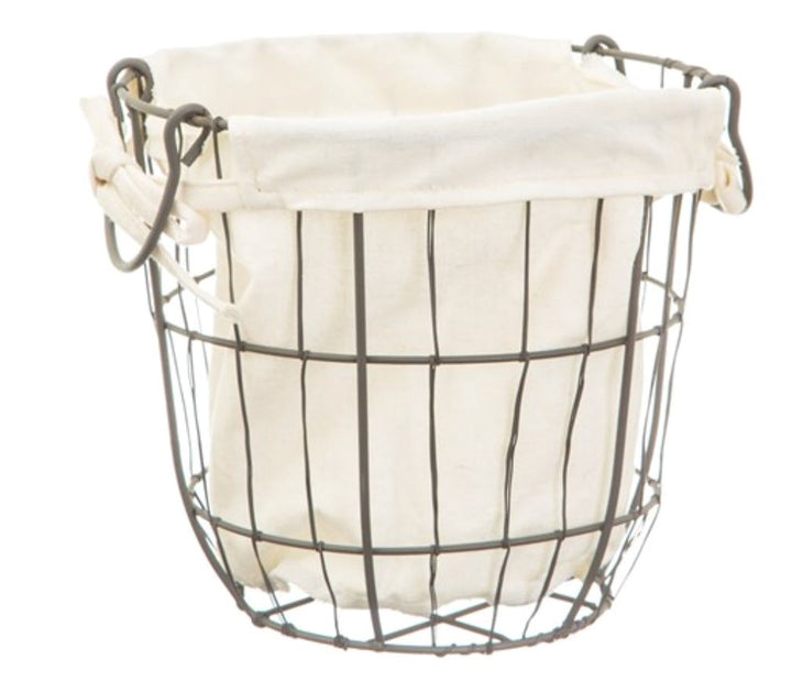 Round Wire Storage Baskets with Liners Round Wire Baskets with White Liners Sass & Belle Large: L27 x W23 x H25 cm 