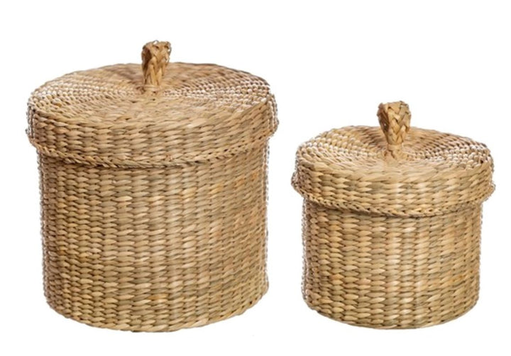 Seagrass Baskets with Lids Seagrass Basket with Lids Sass & Belle Xsmall 