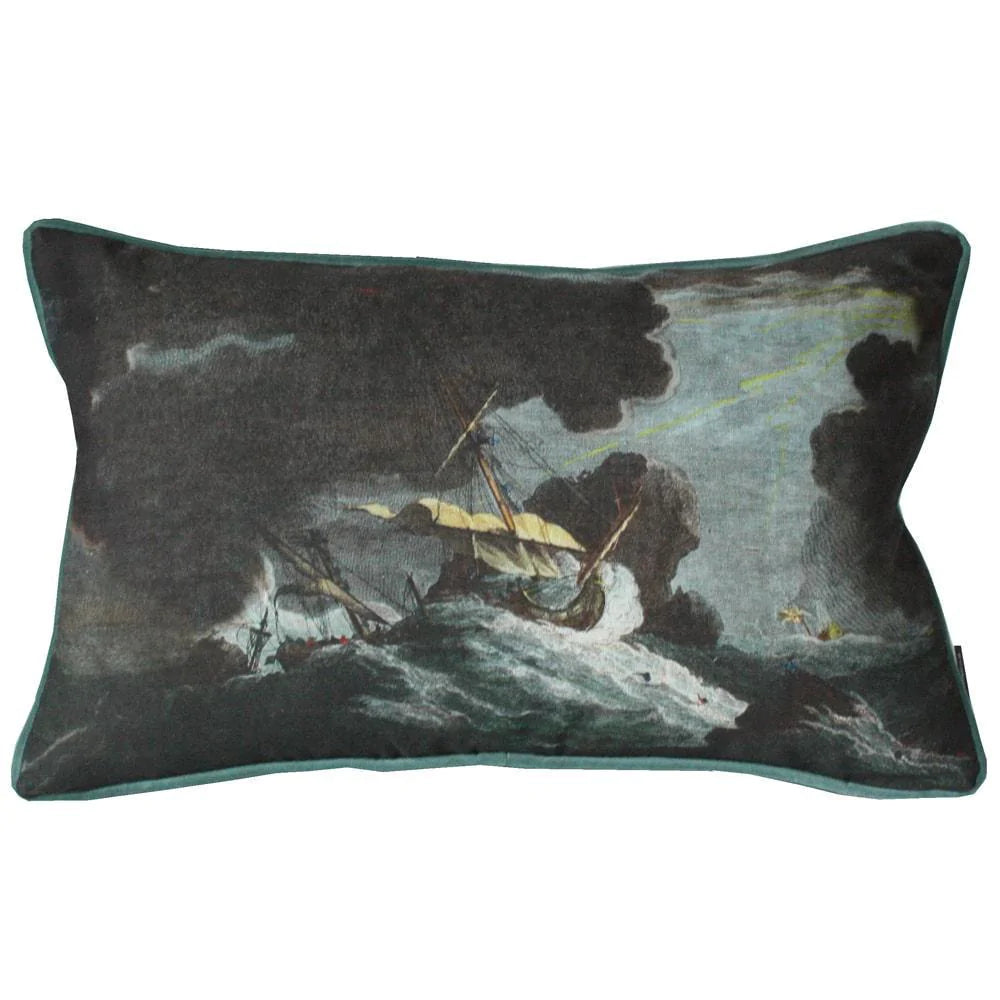 Shipwreck Velvet Cushion Covers Shipwreck Velvet Cushion Covers Cream Cornwall Shipwreck Night Rectangle 40 cm x 60 cm 