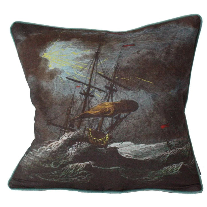 Shipwreck Velvet Cushion Covers Shipwreck Velvet Cushion Covers Cream Cornwall Shipwreck Night Square 46 x 46 cm 