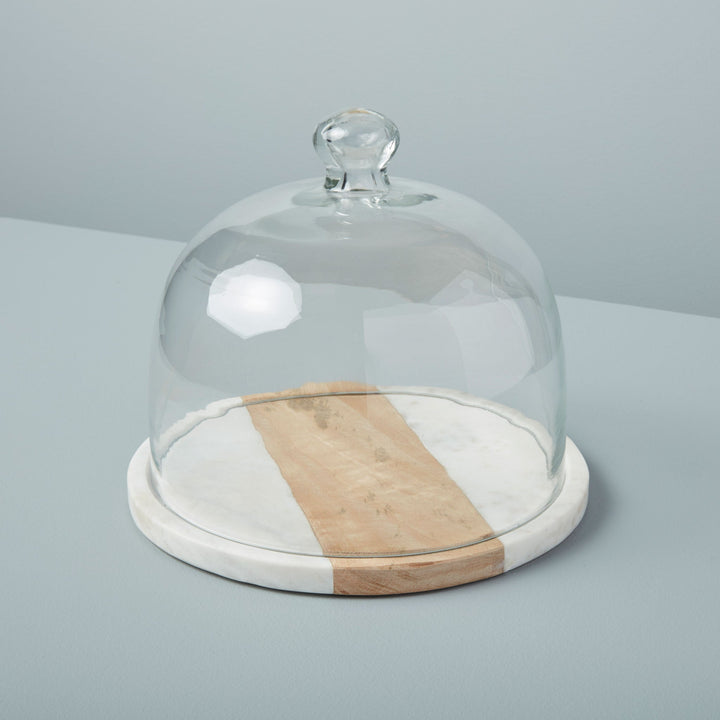 White Marble & Wood Glass Cloche White Marble & Wood Glass Cloche Be Home Europe 