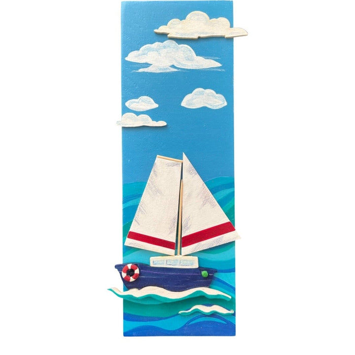 Willow Rose Wave & Boat Art Willow Rose Wood Art Willow Rose Sailboat Tall 