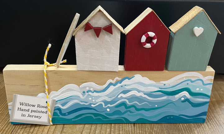 Willow Rose Wave & Boat Art Willow Rose Wood Art Willow Rose Sea/Beach Scene with 3 Huts 