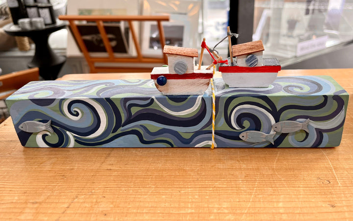 Willow Rose Wave & Boat Art Willow Rose Wood Art Willow Rose Wave and Boats 29 x 10 x 4.5 cm 