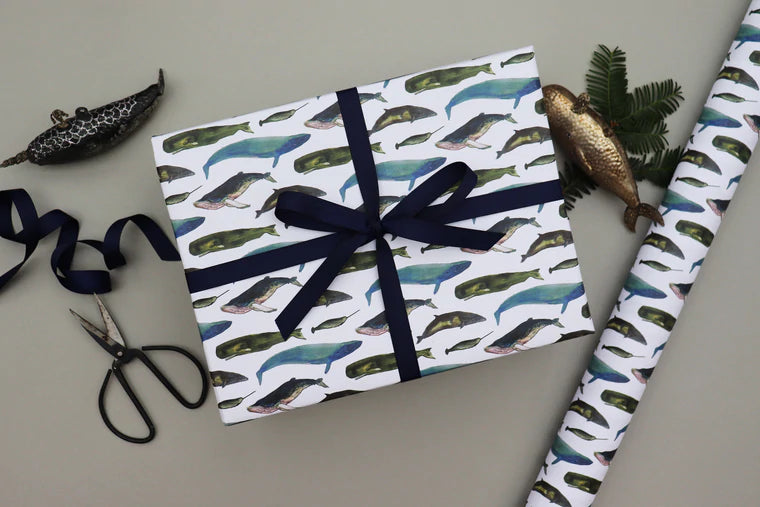 Winter Whales Eco Christmas Wrap Eco Wrapping Paper Winter Whales Nancy & Betty Studio 